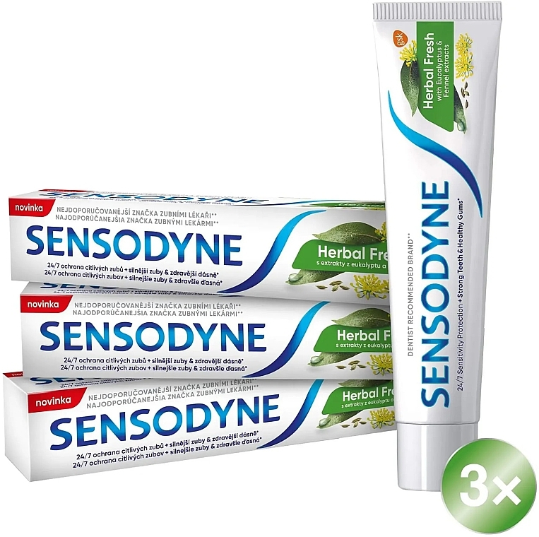 Set - Sensodyne Herbal Fresh Trio (toothpaste/75mlx3) — photo N1