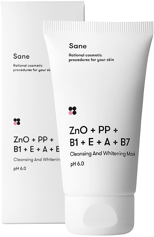 Cleansing & Whitening Sane Face Mask with Zinc Oxide + Vitamins PP B1 E A B7 - Sane Cleansing And Whitening Mask — photo N1