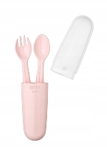 GIFT! Fork & Spoon Set in a Case, pink - WeeBaby — photo N1