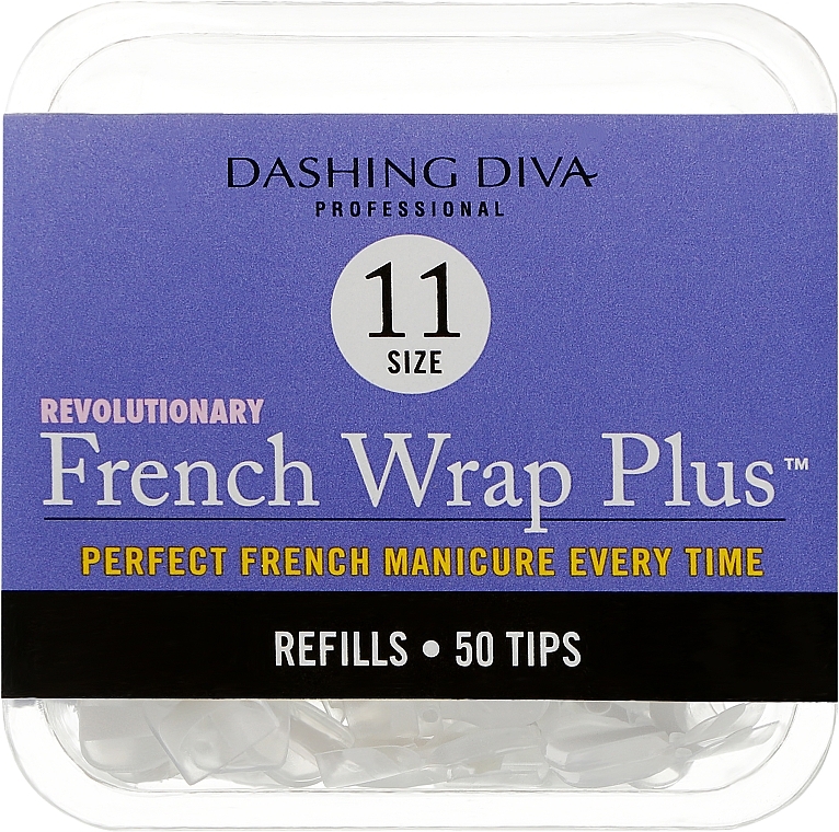 Narrow Nail Tips "French Smile+" - Dashing Diva French Wrap Plus White 50 Tips (Size 11) — photo N1