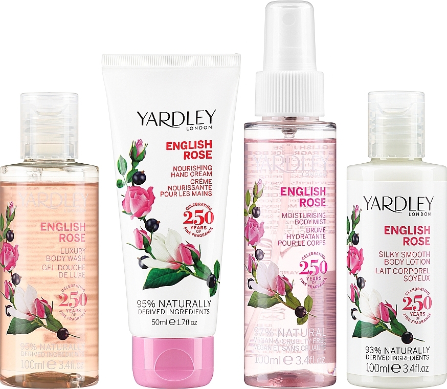 Set - Yardley English Rose Collection (sh/gel/100ml + b/lot/100ml + spray/100ml + h/cr/50ml) — photo N4