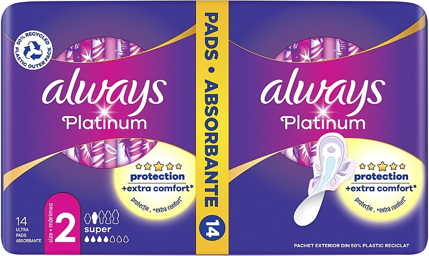 Sanitary Pads, 14pcs - Always Platinum Super Duo — photo N2