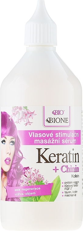 Hair Serum - Bione Cosmetics Keratin + Quinine Stimulating Massaging Hair Serum — photo N2