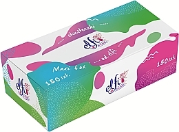 Fragrances, Perfumes, Cosmetics Two-Layer Tissues 'Friendly', 150 pcs, in a white and turquoise box - Elfi Maxi Box