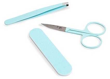 Set, turquoise - IDC Institute Perfect Beauty Set (nail/file/1pcs + sciss/1pcs+ tweezer/1pcs) — photo N1