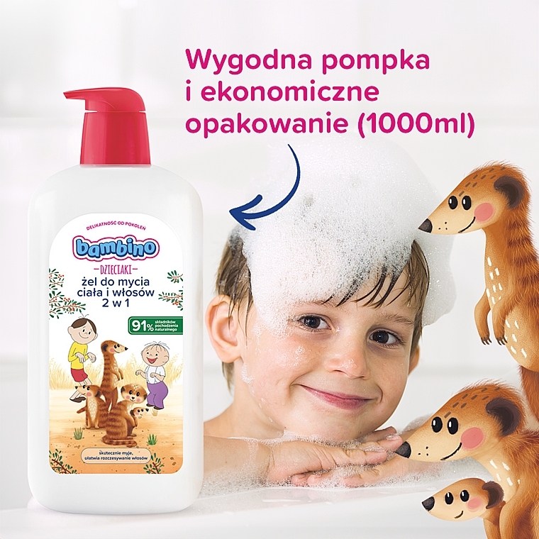 Kids Bathing Gel 2in1 "Meerkats" - Bambino Children — photo N5