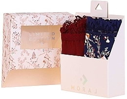 Fragrances, Perfumes, Cosmetics Women Panties 'Limited Edition', burgundy/blue with flowers, 2 pcs. - Moraj