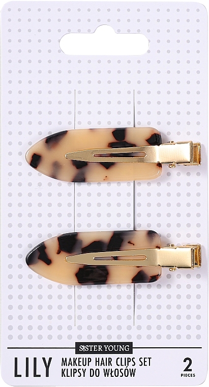 Hair Clip Set, 2 pcs. - Sister Young Lily Light Leopard Print — photo N1