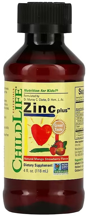 Liquid Zinc Dietary Supplement, natural mango and strawberry - Child Life Zinc Plus — photo N1