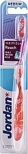 Medium Toothbrush, with protective cap, white with red-pink pattern - Jordan Individual Reach Toothbrush — photo N1
