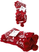 Women Winter Socks, red+red with pattern - Moraj — photo N4