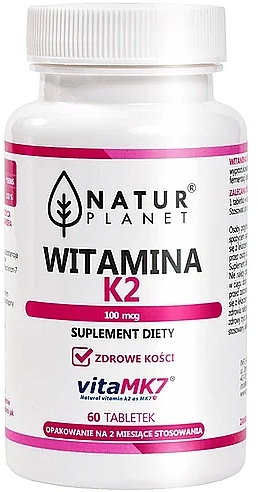 Dietary Supplement, 60pcs - Nature Planet Vitamin K2 — photo N1