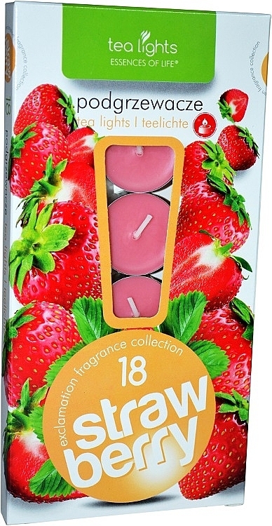 Strawberry Tealights, 18 pcs - Admit Tea Light Essences Of Life Candles Strawberry — photo N1