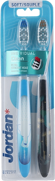 Individual Clean Toothbrush, soft, transparent-blue, transparent-black - Jordan Individual Clean Soft — photo N1