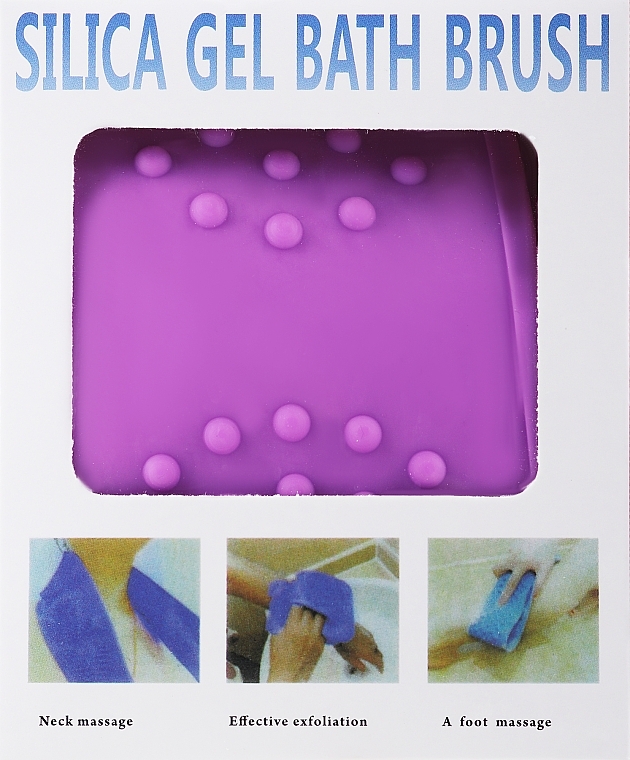 Silicone Body Sponge with Handles, lilac - Deni Carte (in package) — photo N2