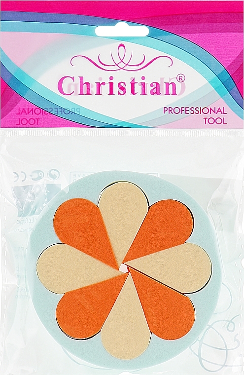 Makeup Sponge Set CSP-709, finely porous latex, menthol - Christian — photo N1