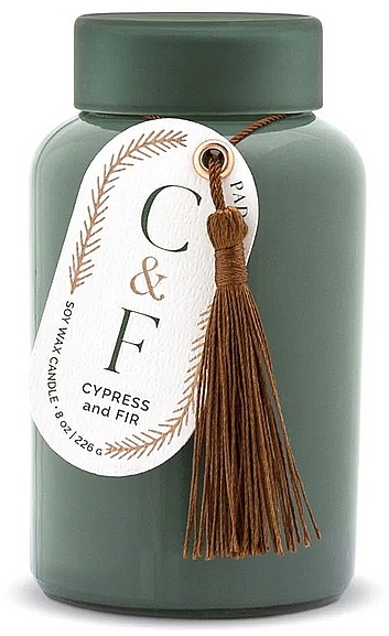 Scented Candle in Jar 'Cypress & Fir' - Paddywax Cypress & Fir Frosted Glass Candle With Lid Dark Green — photo N1