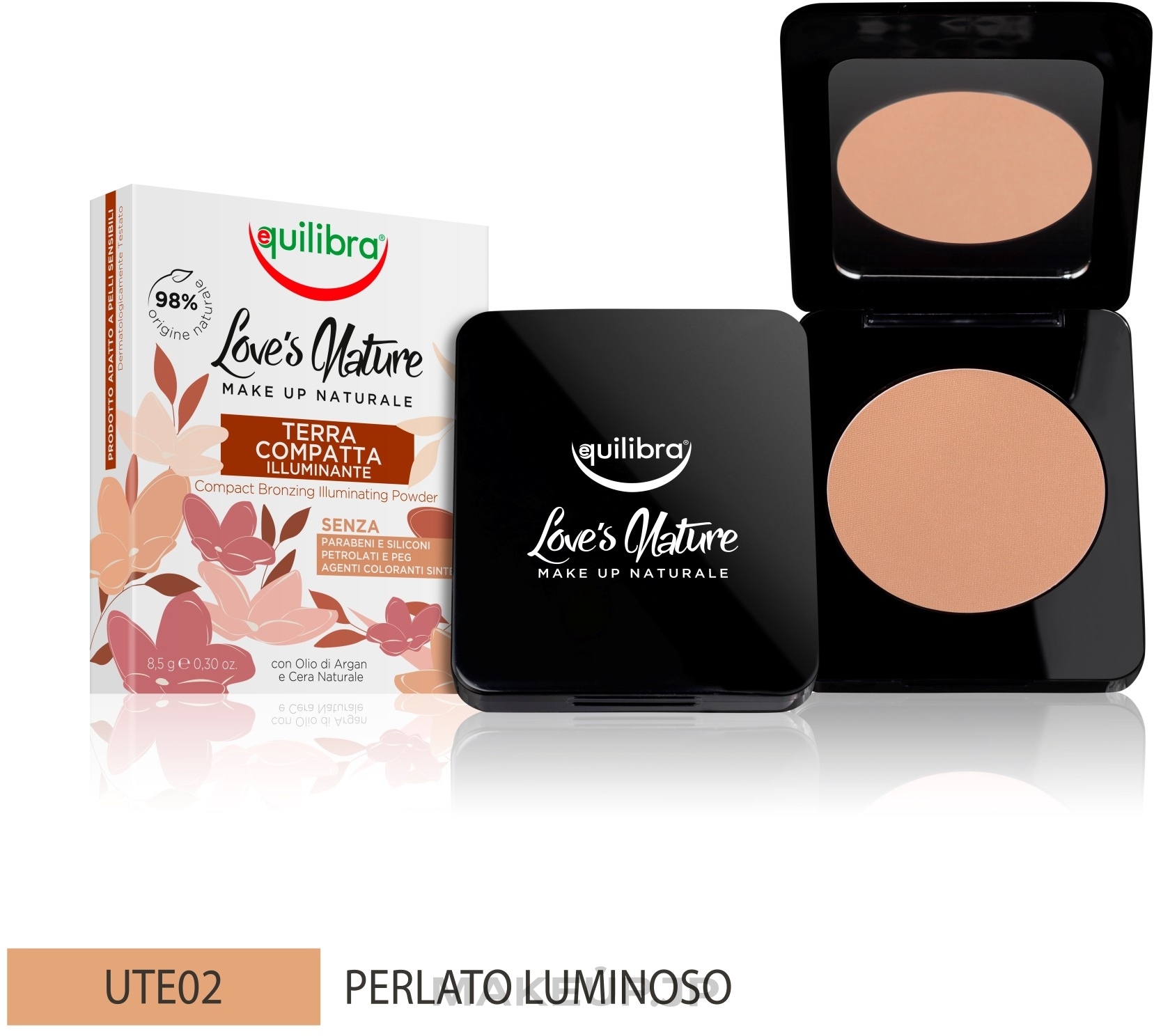 Bronzing Compact Face Powder - Equilibra Love's Nature Compact Bronzing Powder — photo 02 - Pearly Bright