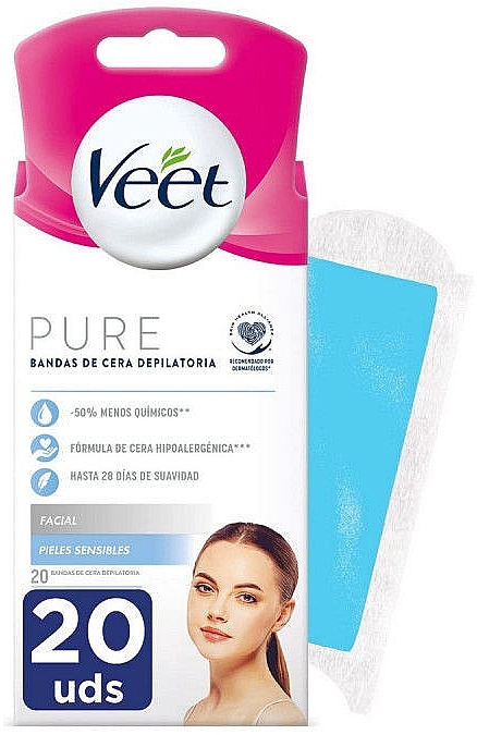 Sensitive Skin Depilatory Wax Face Strips - Veet MINIMA Easy Gel Wax Strip — photo N1