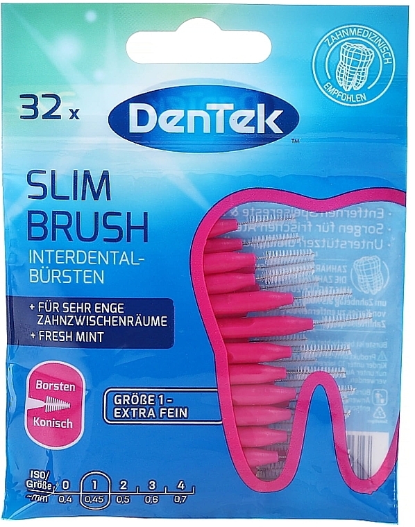 Interdental Brushes, 0.45 mm, Pack of 32 - DenTek Slim Brush — photo N1