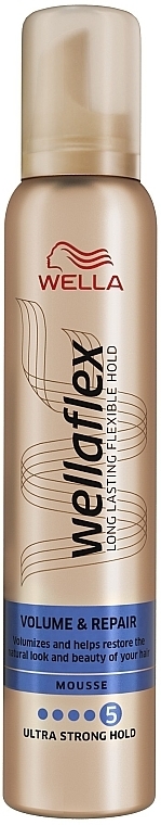 Ultra-Strong Hold Hair Styling Mousse "Volume and Repair" - Wella Wellaflex Volume & Repair  — photo N1