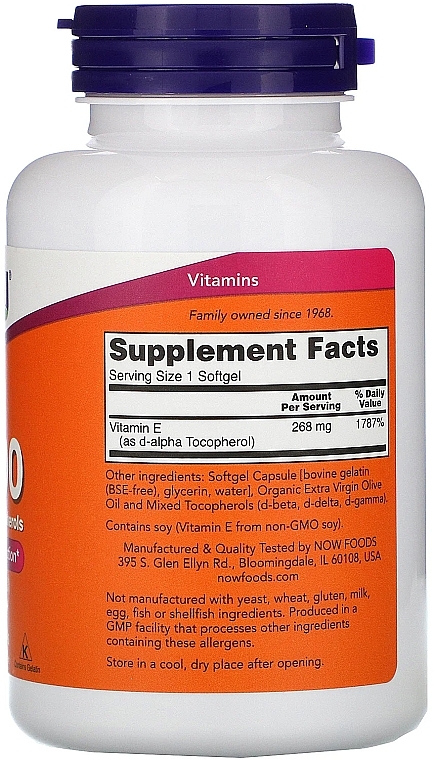Vetamin E-400 with Mixed Tocopherols, capsules - Now Foods E-400 With Mixed Tocopherols Softgels — photo N7