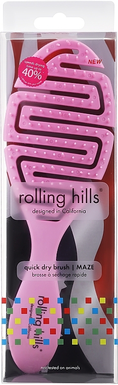 Quick Dry Hair Brush, pink - Rolling Hills Quick Dry Brush Maze — photo N6