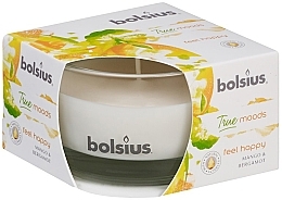 Fragrances, Perfumes, Cosmetics Scented Candle in Glass "Mango and Bergamot", 50/80 mm - Bolsius True Moods Candle