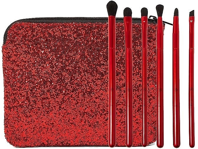 Makeup Brush Set, 6 pcs + makeup bag - BH Cosmetics Drop Dead Gorgeous Killer Queen Eye Brush Set — photo N1
