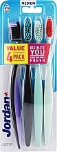 Toothbrush, 4 pcs, medium, black+black+turquoise+light turquoise - Jordan Ultimate You Medium — photo N1