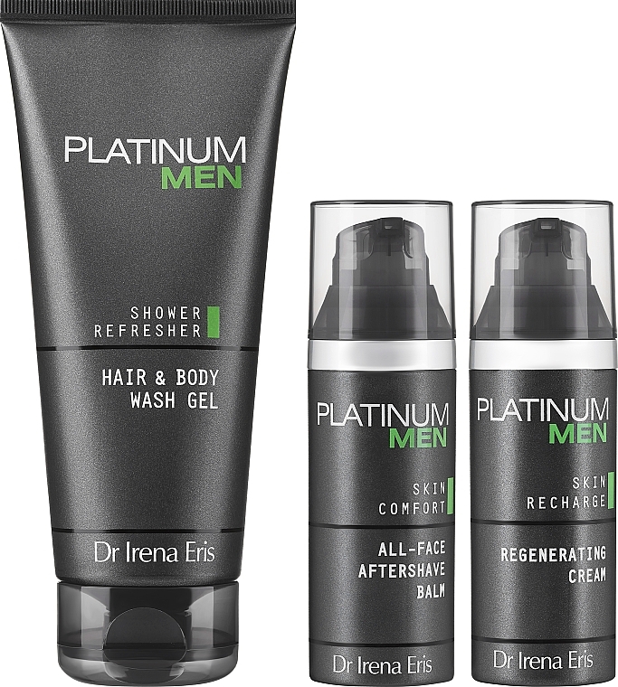 Set - Dr Irena Eris Platinum Men (aftershave balm/50ml+f/cr/50ml+wash gel/200ml) — photo N2