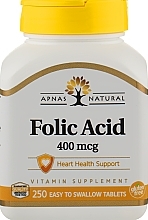 Dietary Supplement "Folic Acid", 250 tablets - Apnas Natural — photo N1