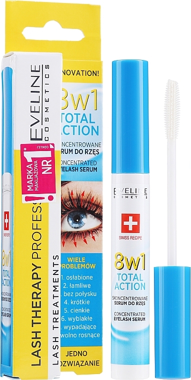 Eyelash Serum - Eveline Cosmetics Multi-Purpose Eyelash Serum Total Action 8in1 — photo N1