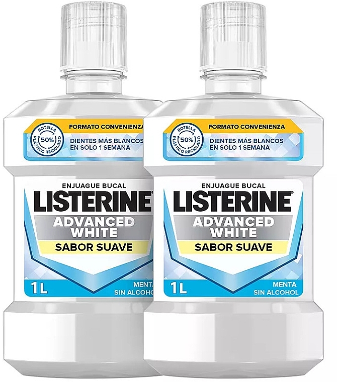 Set - Listerine Advanced White Mild Flavor (mouthwash/2x1000ml) — photo N1