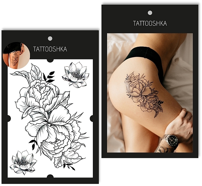 Temporary Tattoo "Dual Peony" - Tattooshka — photo N1