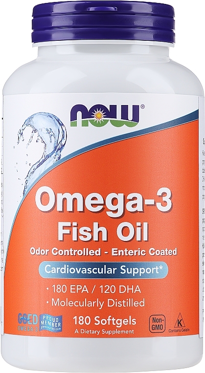 Capsules "Omega-3" 1000 mg - Now Foods Omega-3 Molecularly Distilled 180 EPA/120 DHA — photo N5