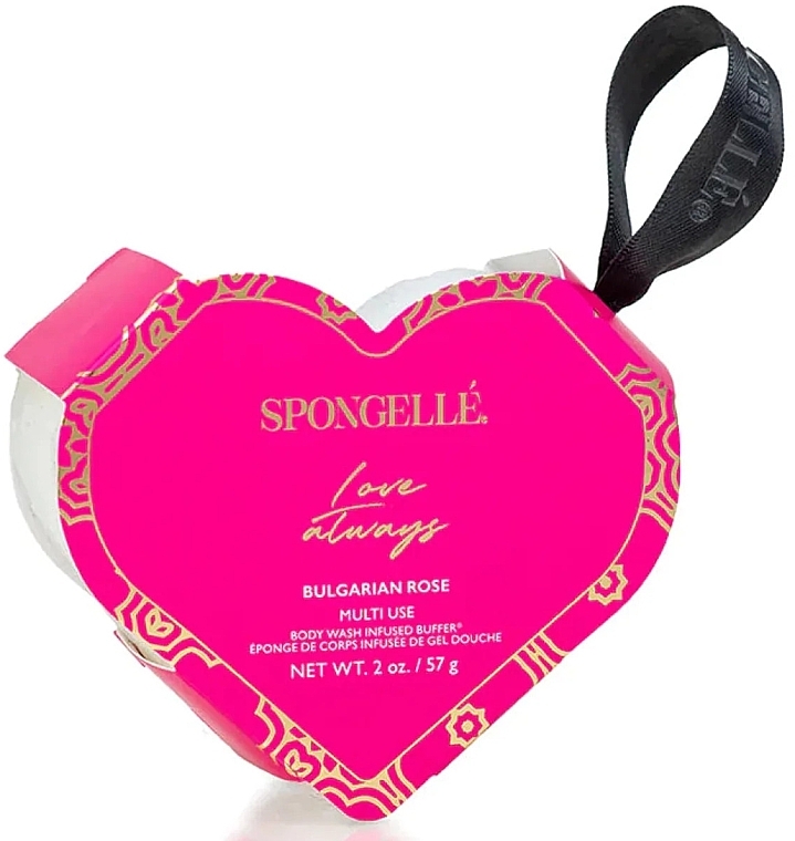 Reusable Foamy Bath Sponge - Spongelle Love Always Heart Buffer Bulgarian Rose — photo N1