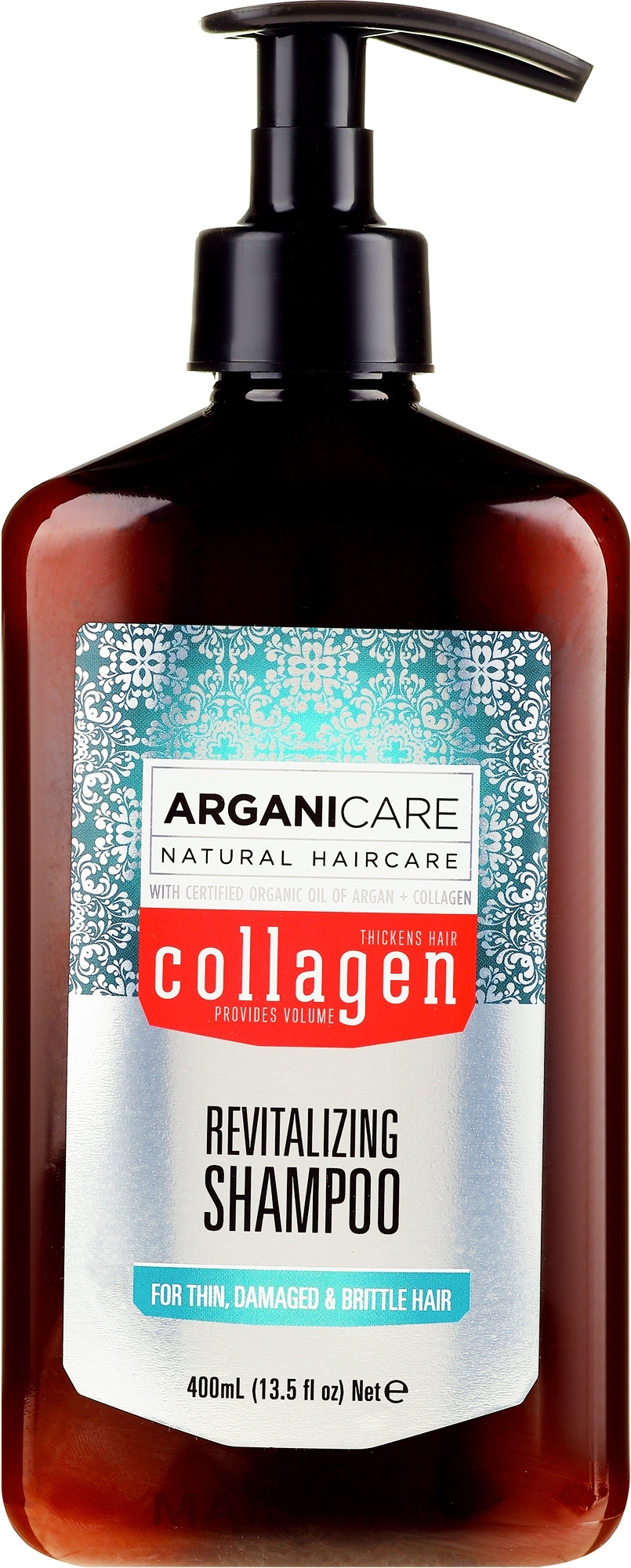 Porous and Weakened Hair Collagen Shampoo - Arganicare Collagen Revitalizing Shampoo — photo 400 ml