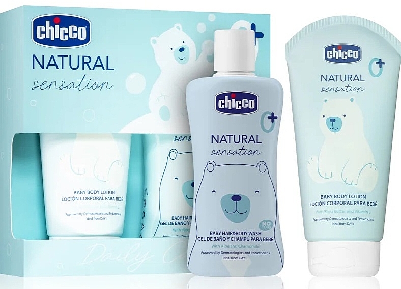 Set - Chicco Natural Sensation Daily Care Set (gel/wash/200ml + b/lot/150ml) — photo N1