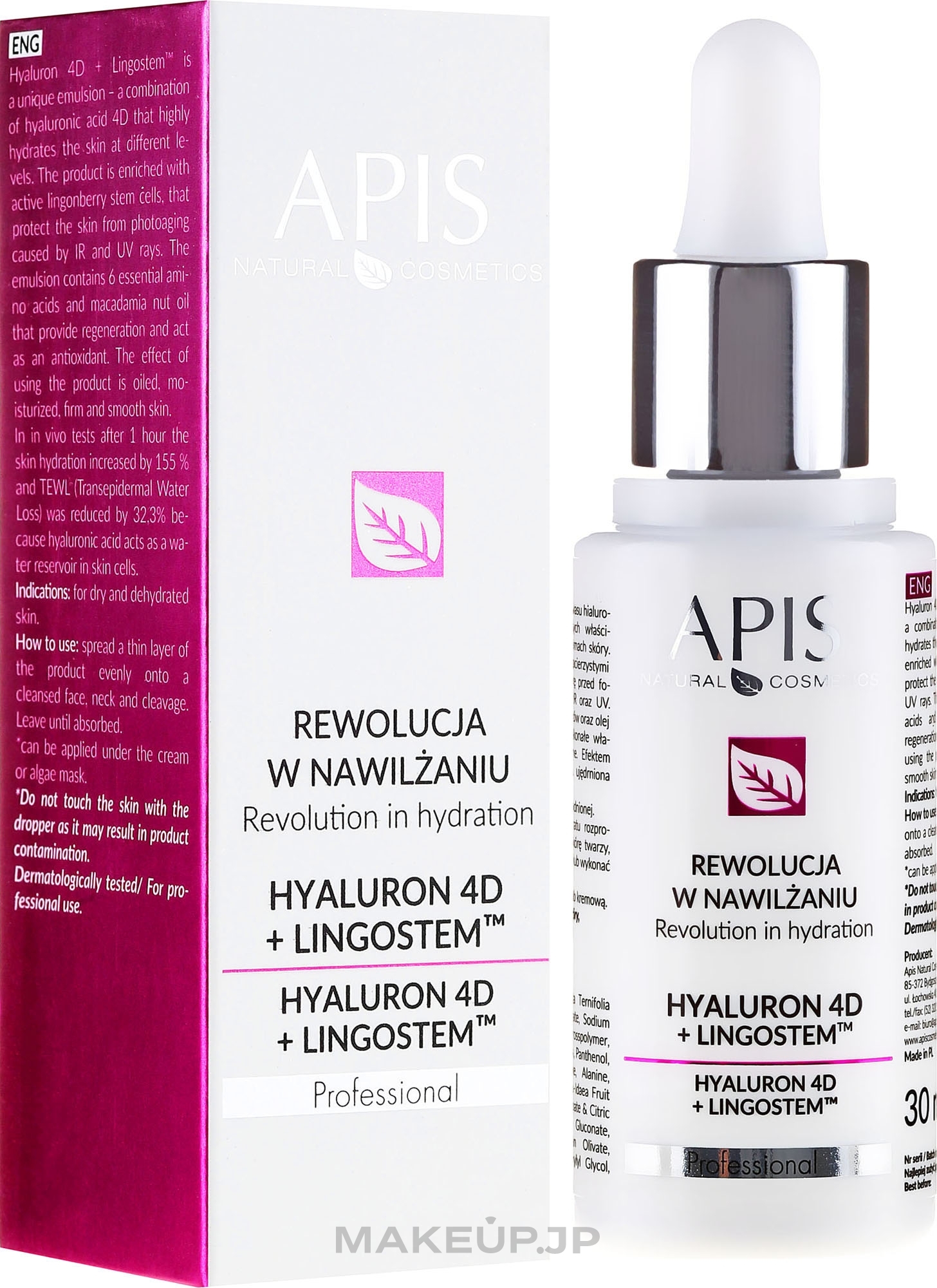 Moisturizing Face Emulsion - APIS Professional 4D Hyaluron + Lingostem — photo 30 ml