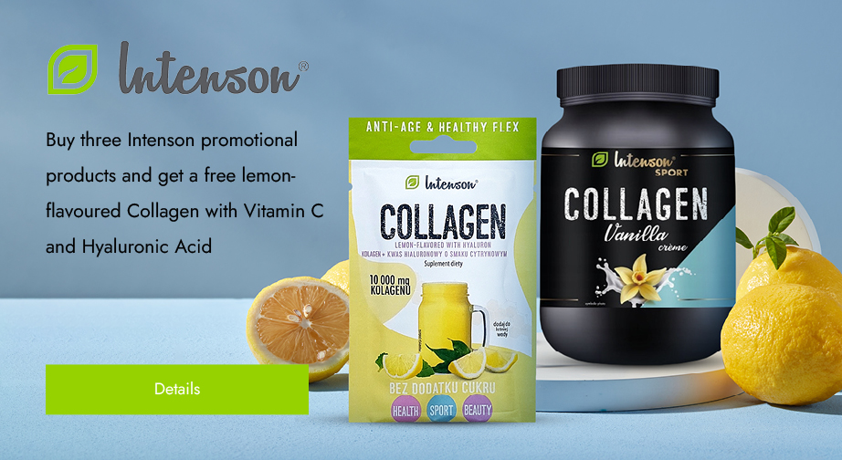 Buy three Intenson promotional products and get a free lemon-flavoured Collagen with Vitamin C and Hyaluronic Acid