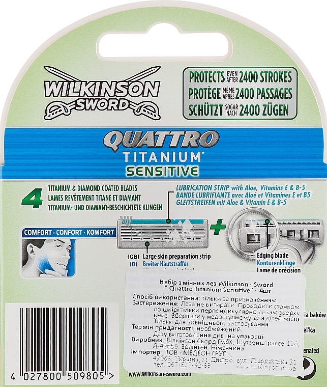 Quattro Essential, 4 pcs - Wilkinson Sword Precision Sensitive Blades  — photo N3