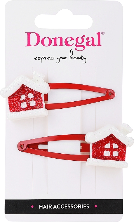 Hair Clips FA-5738+1, red houses - Donegal — photo N1