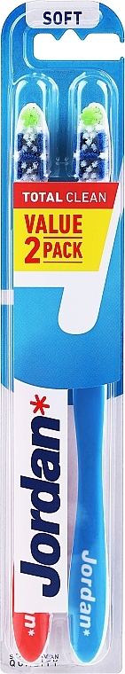 Soft Toothbrush "Total Clean", red+blue - Jordan Total Clean Soft — photo N4