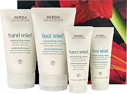 Fragrances, Perfumes, Cosmetics Set - Aveda Hand & Foot Relief Home & Travel Hydration (h/cr/125ml + h/cr/40ml + f/cr/125ml + f/cr/40ml)