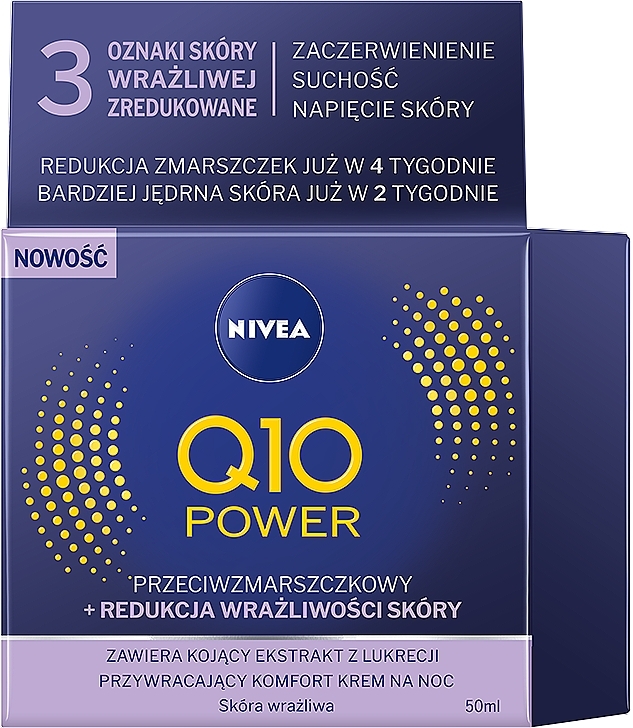 Night Cream for Sensitive Skin - Nivea Q10 Power Cream — photo N1