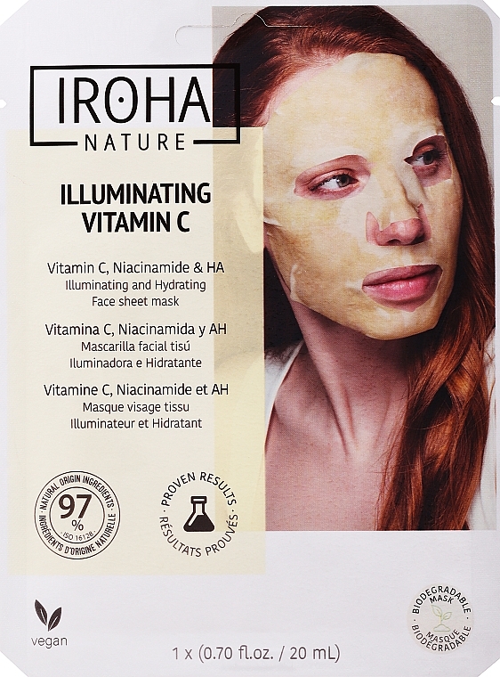 Face Sheet Mask - Iroha Nature Brightening Vitamin C Tissue Face Mask — photo N1
