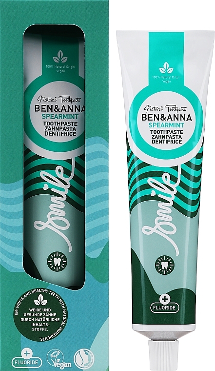 Natural Mint Toothpaste - Ben & Anna Natural Toothpaste Spearmint with Fluoride (tuba) — photo N1