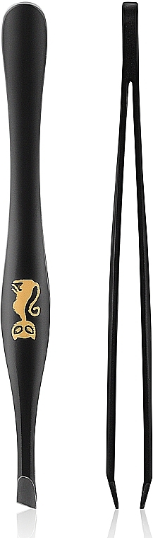 Tweezers T259, black with cat - Rapira — photo N1