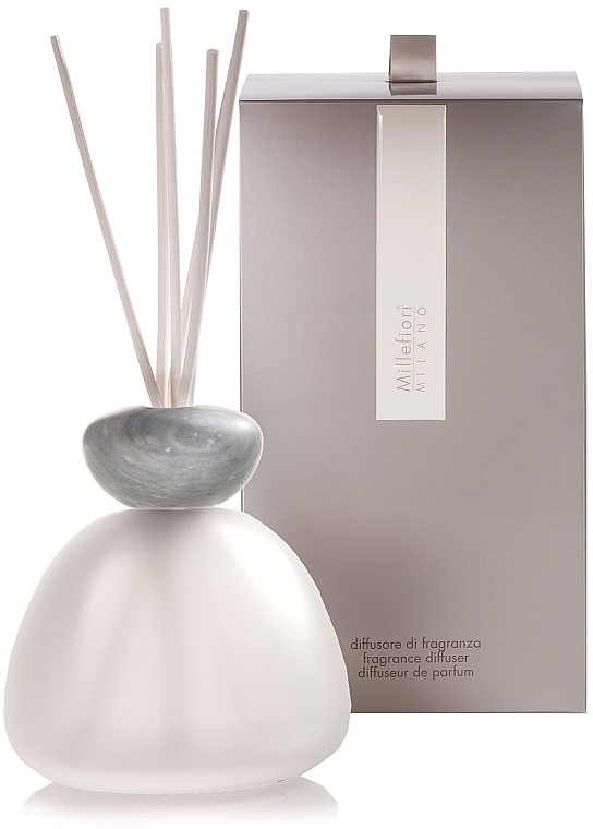 Fragrance Diffuser without Filling, 400 ml, grey lid - Millefiori Milano Marble Glass Frosted Diffuser Grey Cap — photo N1